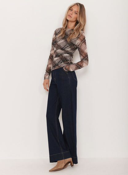 Brown Checked Mesh Top