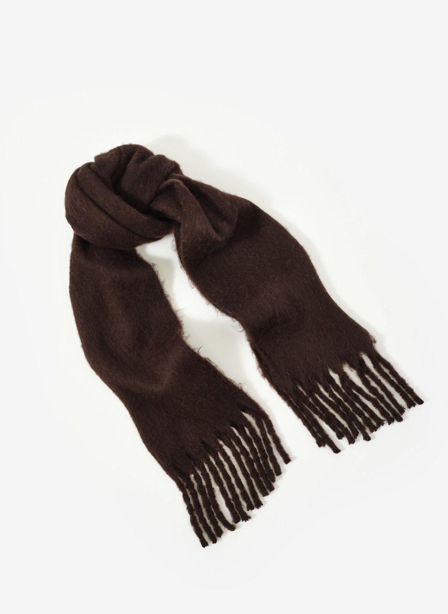 Brown Brushed Tassel Scarf