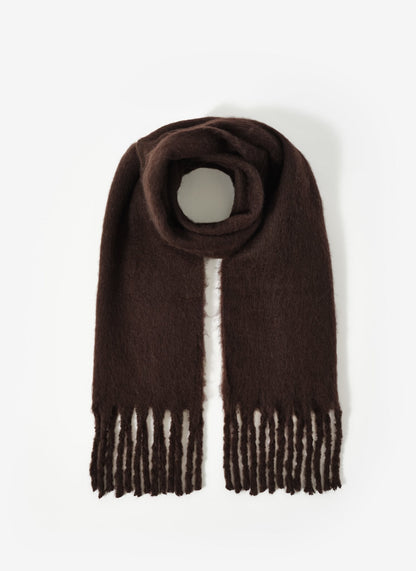 Brown Brushed Tassel Scarf
