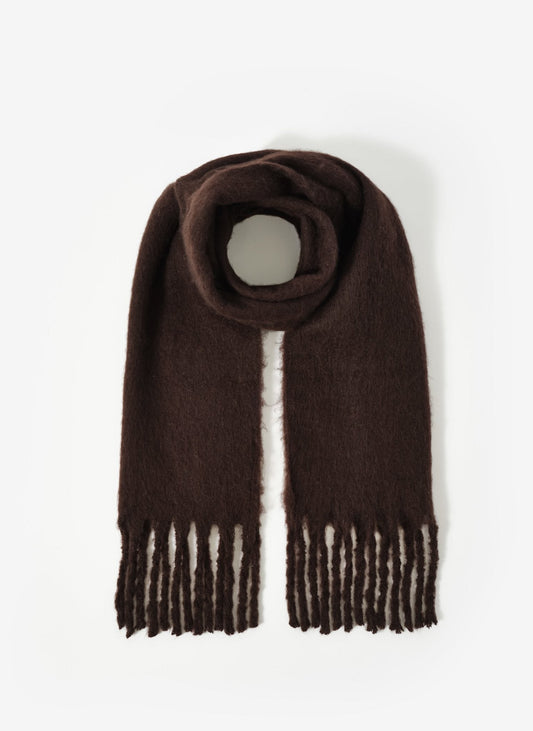 Brown Brushed Tassel Scarf