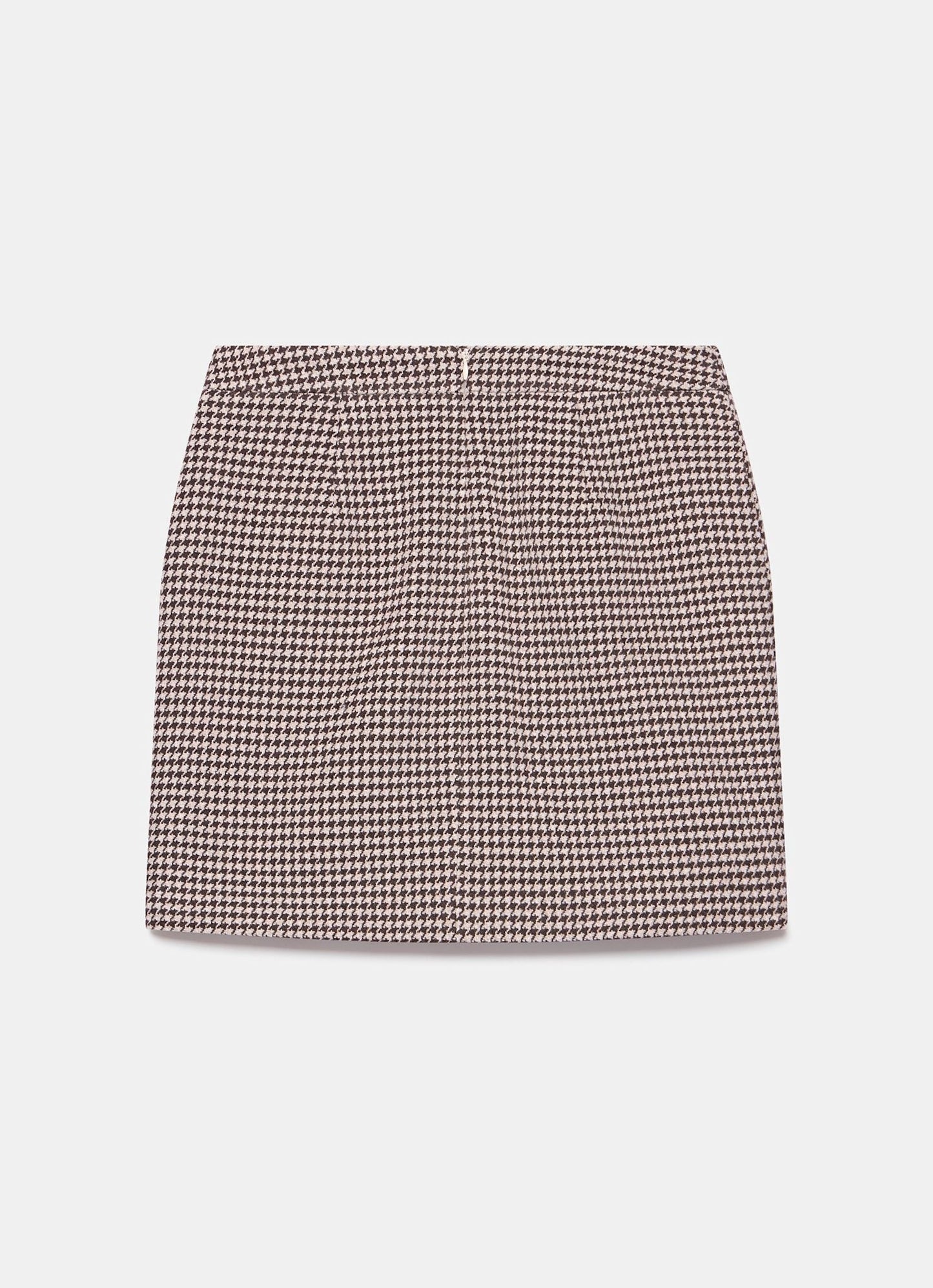 Brown Checked Mini Skirt