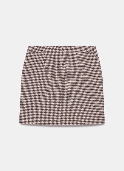 Brown Checked Mini Skirt