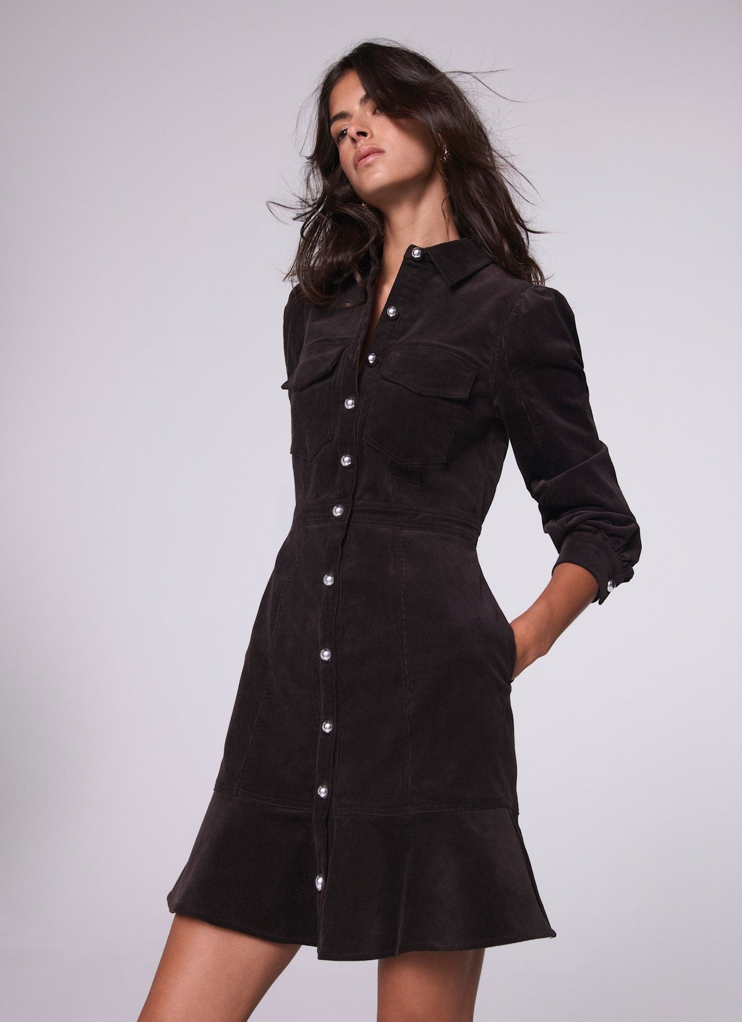 Brown Corduroy Mini Dress