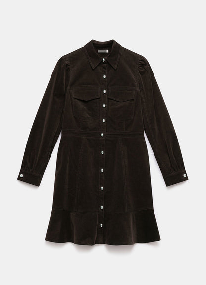 Brown Corduroy Mini Dress