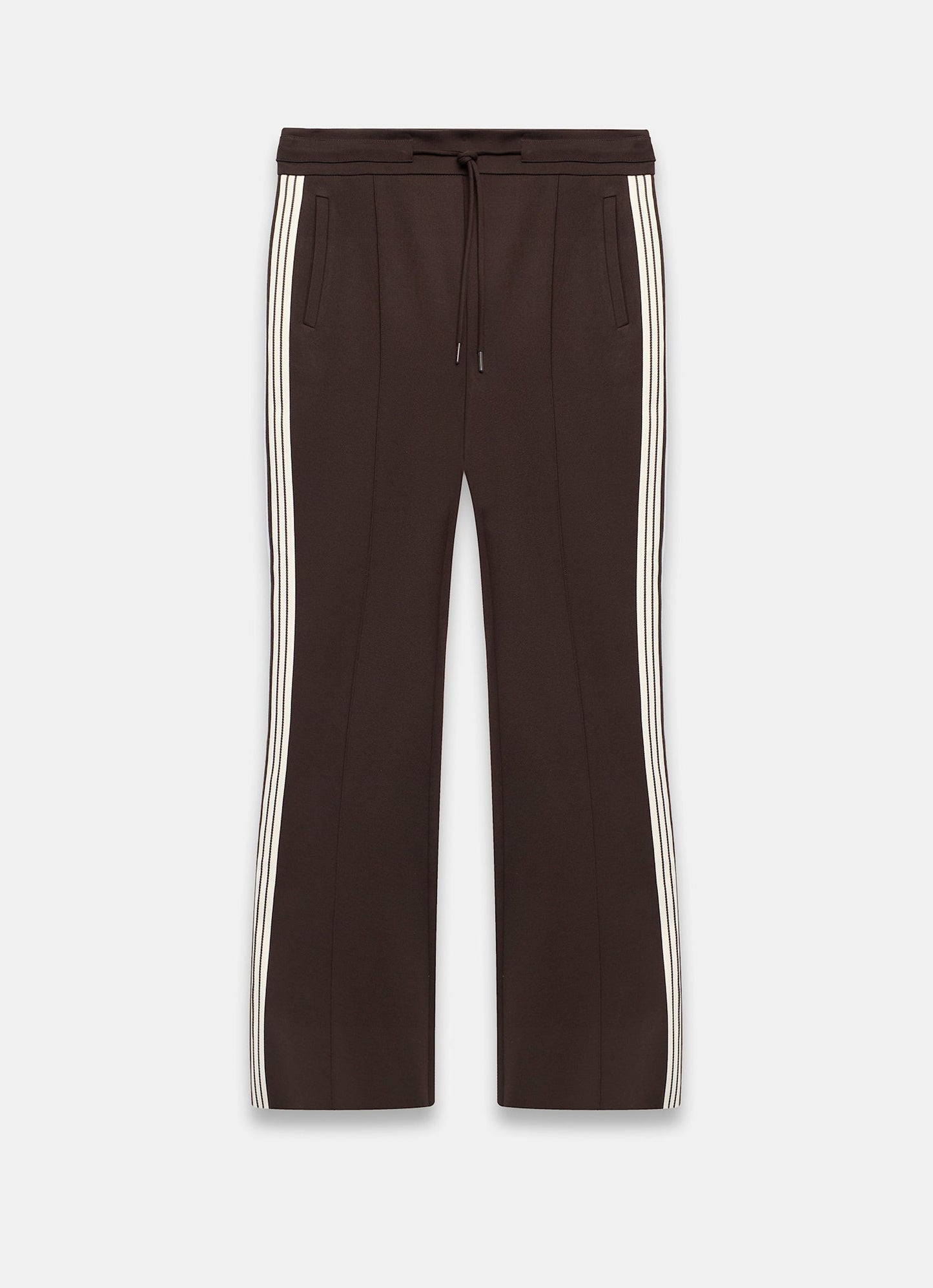 Brown Side Stripe Flared Trousers