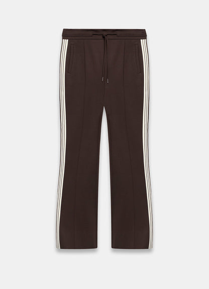 Brown Side Stripe Flared Trousers