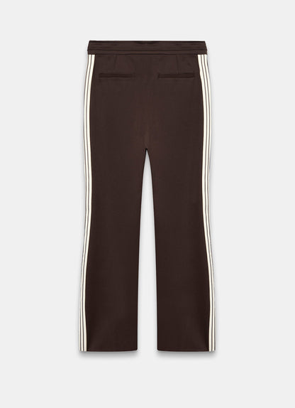 Brown Side Stripe Flared Trousers