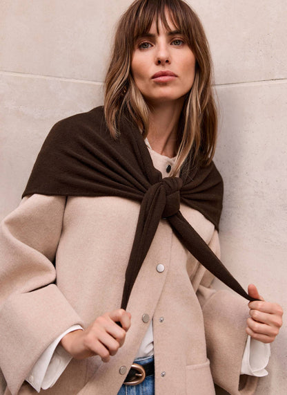 Brown Wrap Triangle Knit Scarf