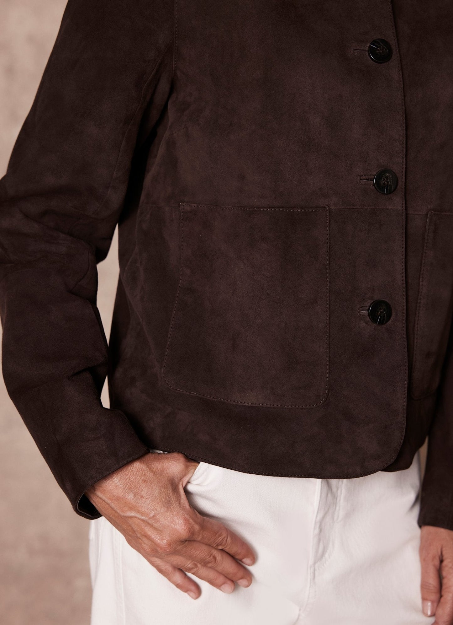 Brown Suede Pocket Detail Jacket