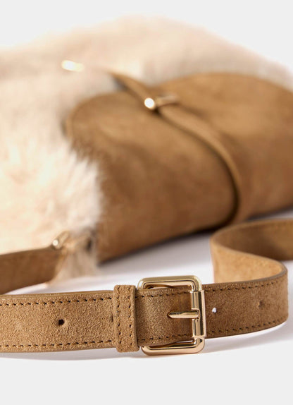 Chrissy Neutral Faux Fur Bag