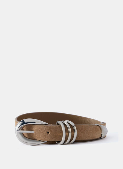 Tan Suede Buckle Belt