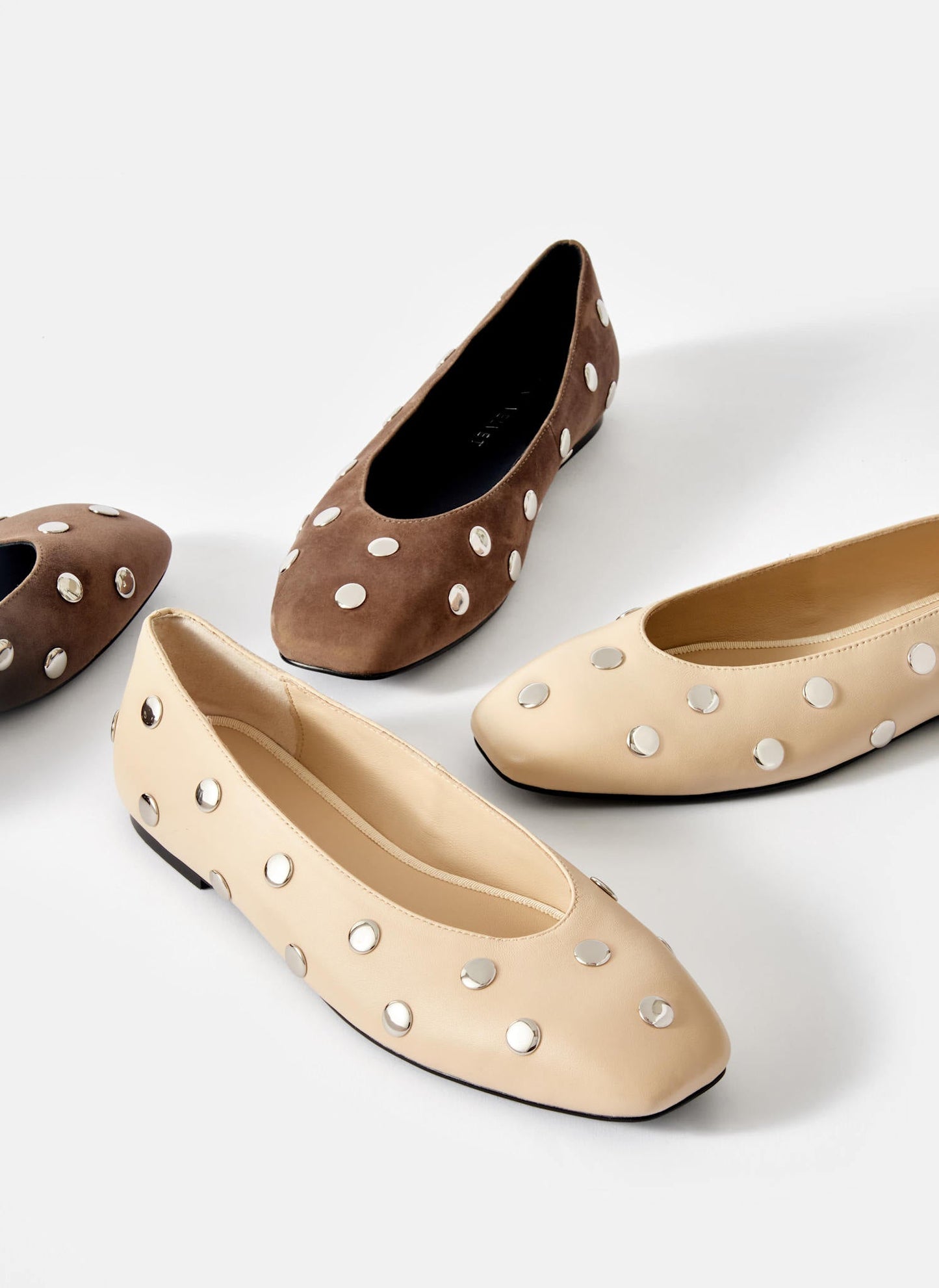 Coco Brown Suede Studded Flats