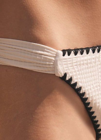 White Contrast Stitch Bikini Bottoms