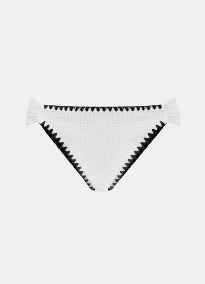 White Contrast Stitch Bikini Bottoms