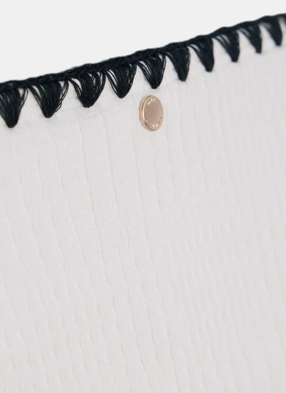 White Contrast Stitch Bikini Bottoms