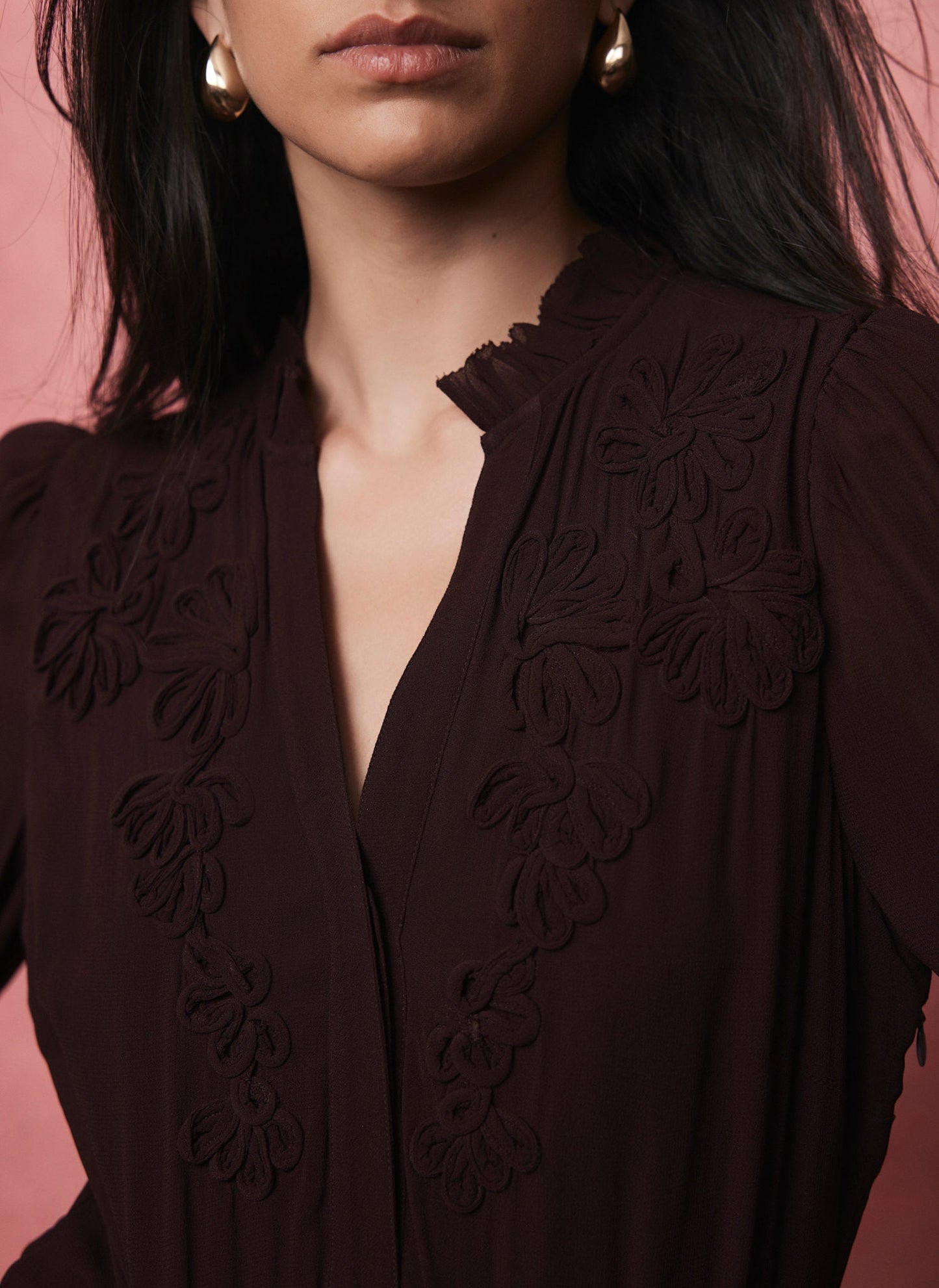 Burgundy Ruffle Mini Dress