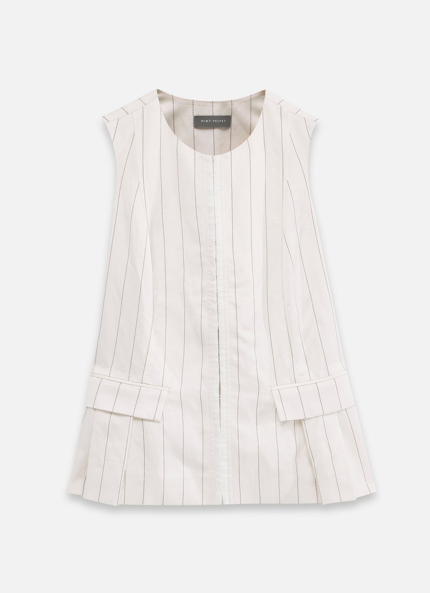 Cream Pinstripe Tie Back Waistcoat