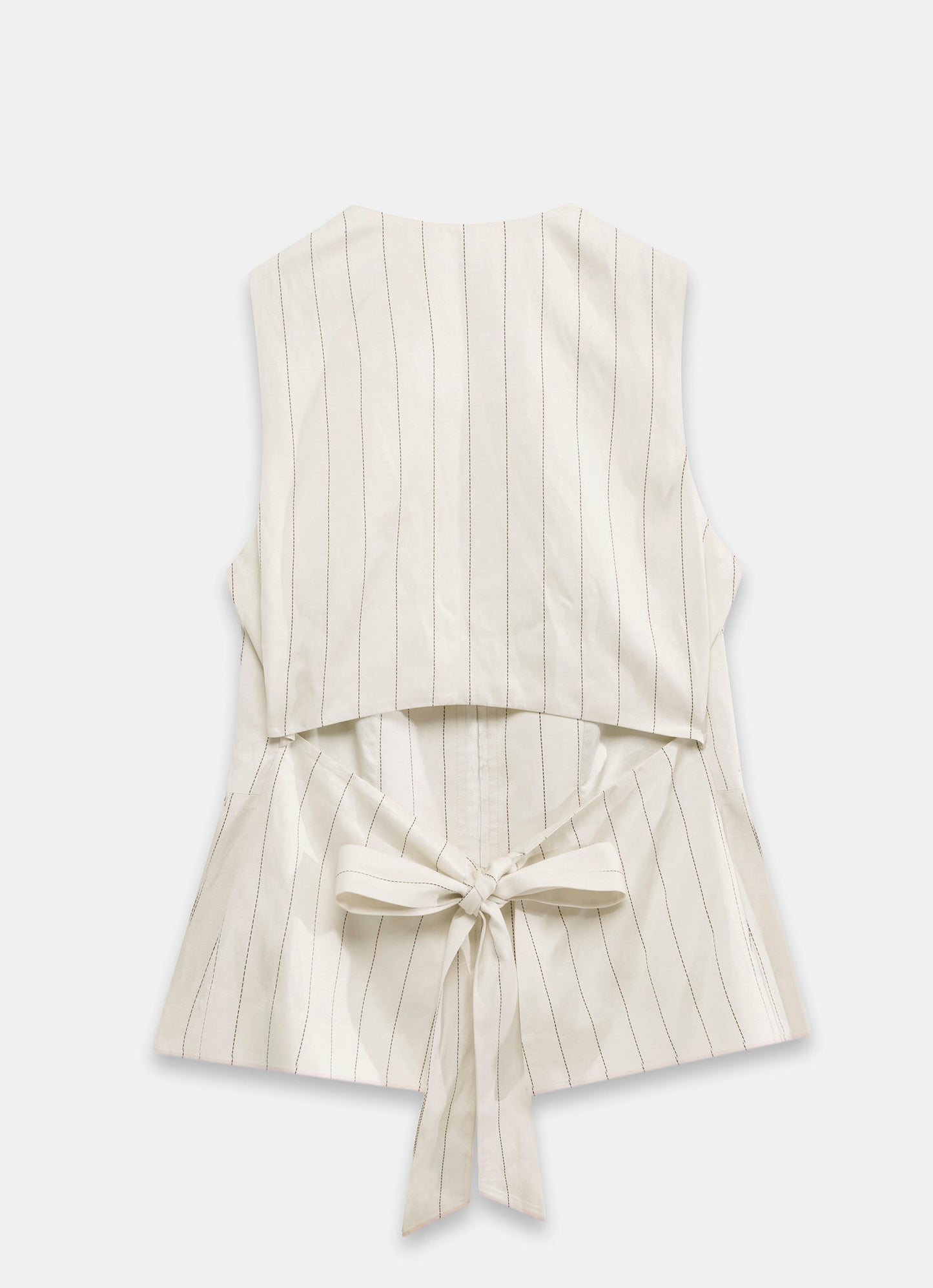 Cream Pinstripe Tie Back Waistcoat