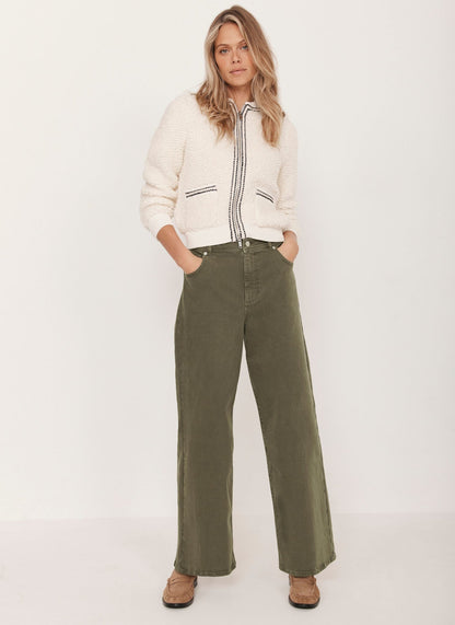 Cream Boucle Bomber Jacket