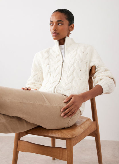 Cream Cable Knit Jacket
