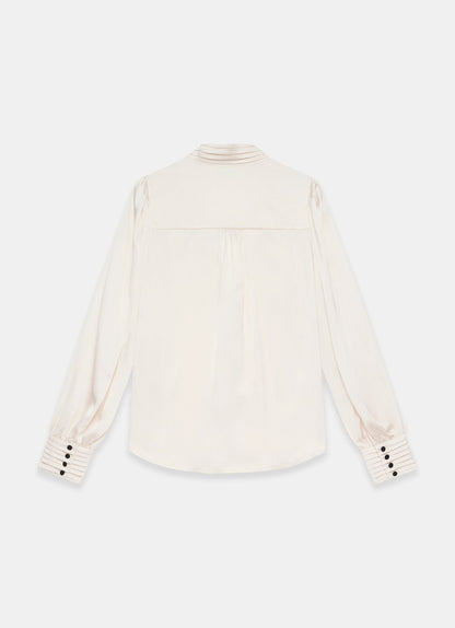 Cream Contrast Satin Blouse