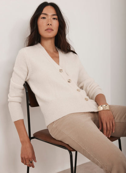 Neutral Corduroy Flared Trousers