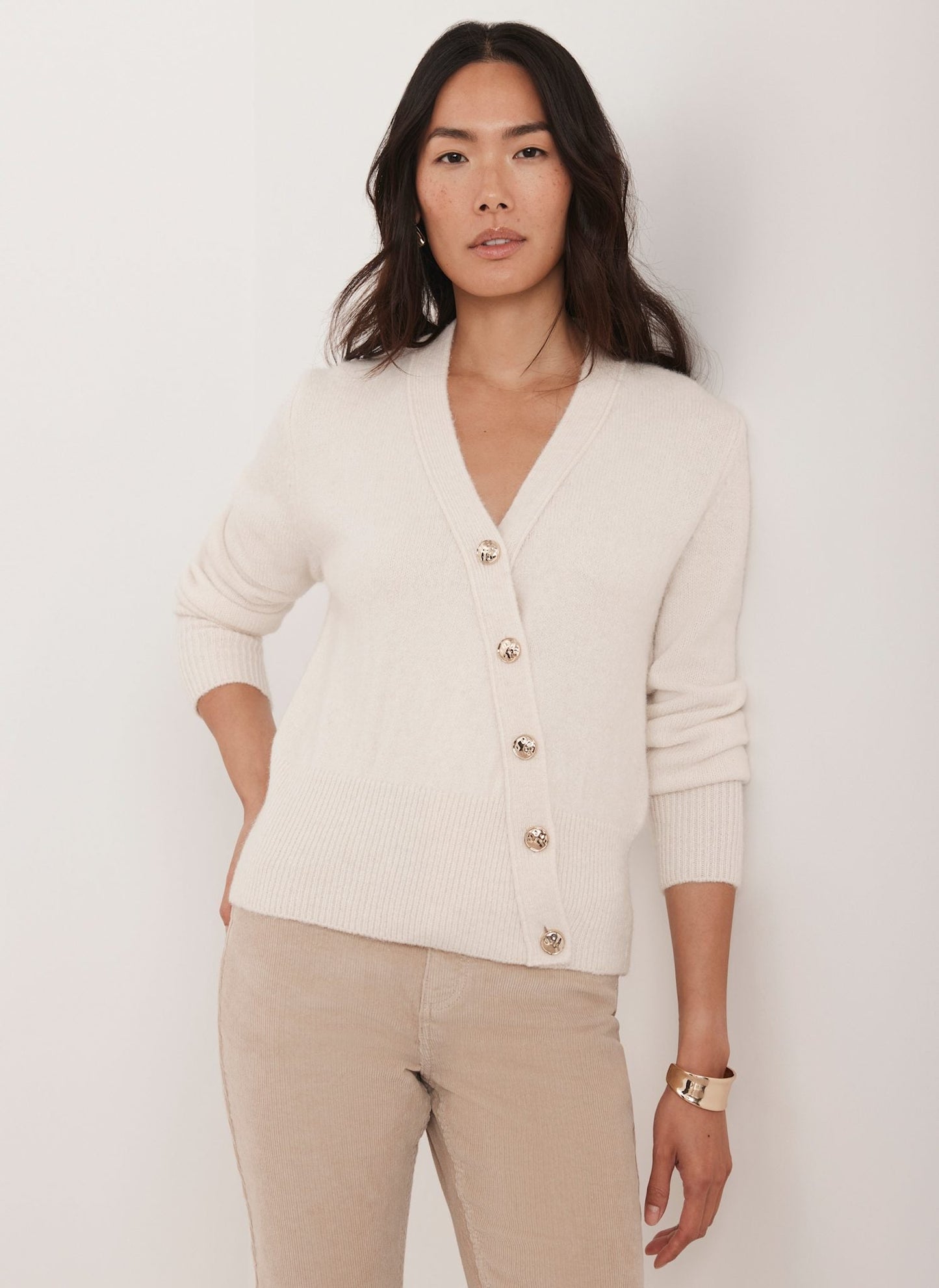 Neutral Corduroy Flared Trousers