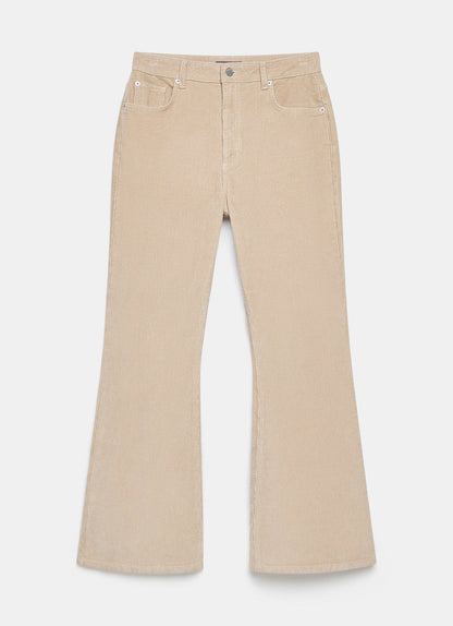 Neutral Corduroy Flared Trousers