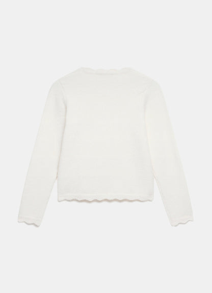 Cream Scallop Trim Cardigan
