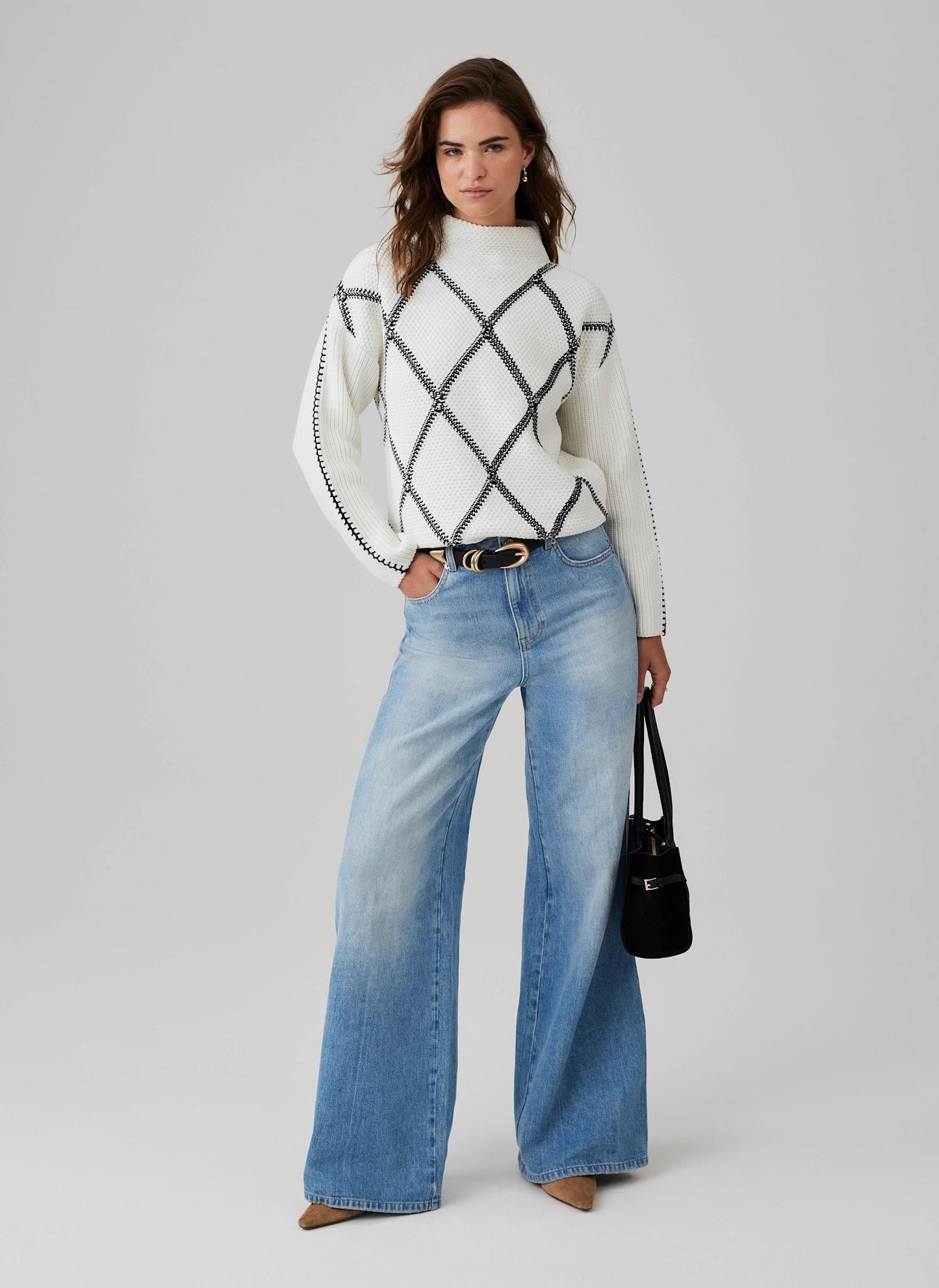 Cream Diamond Stitch Jumper