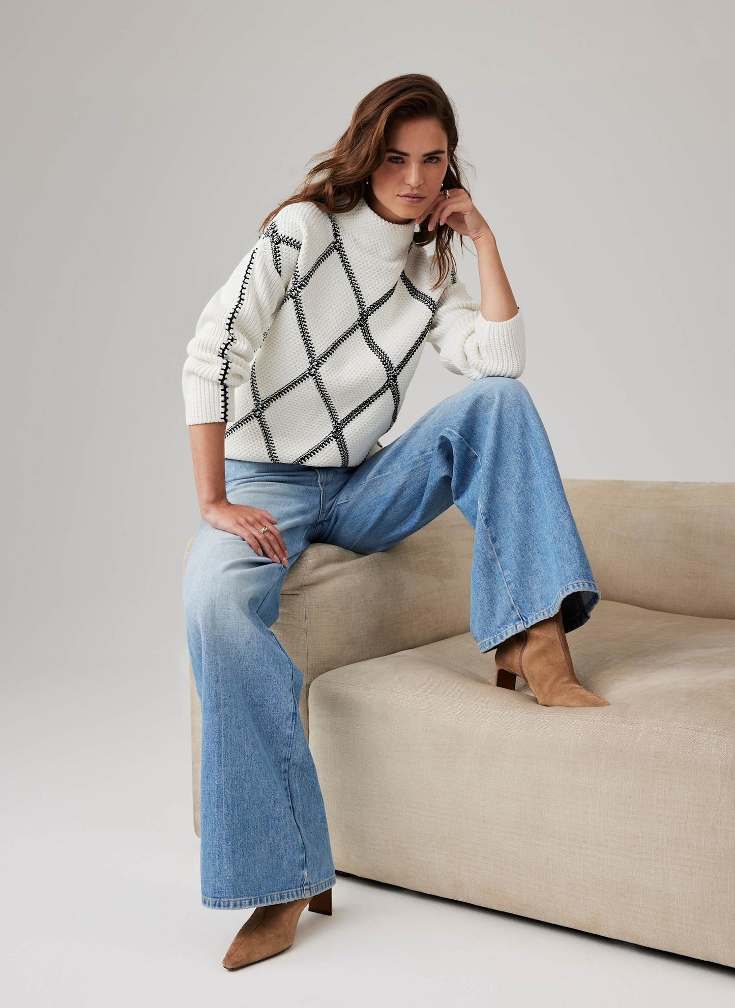 Cream Diamond Stitch Jumper