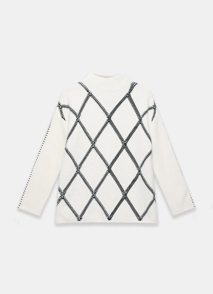 Cream Diamond Stitch Jumper