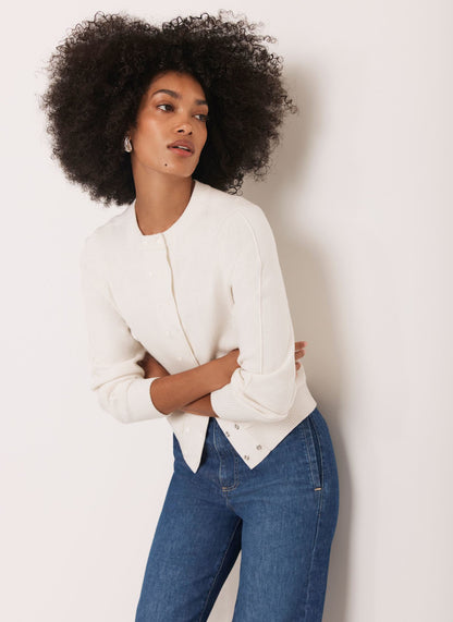 Cream Lightweight Cotton Blend Cardigan