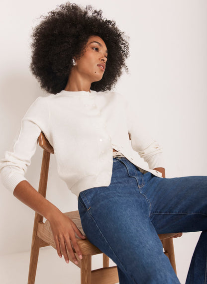 Cream Lightweight Cotton Blend Cardigan