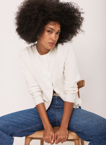 Cream Lightweight Cotton Blend Cardigan