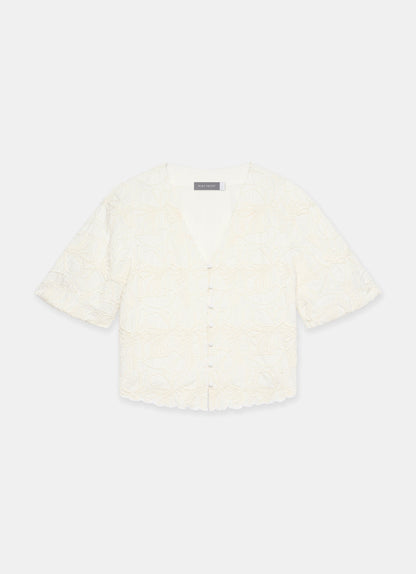 Cream Embroidered Detail Top