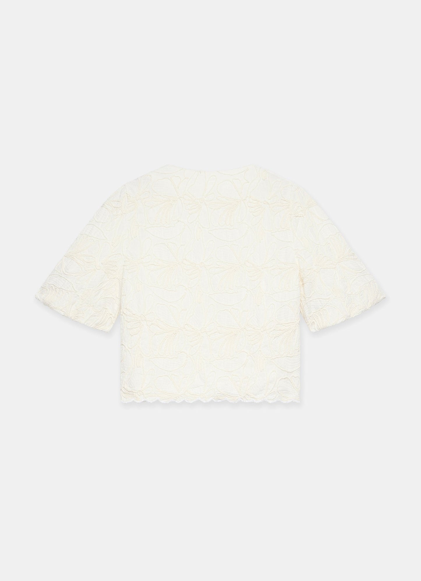Cream Embroidered Detail Top