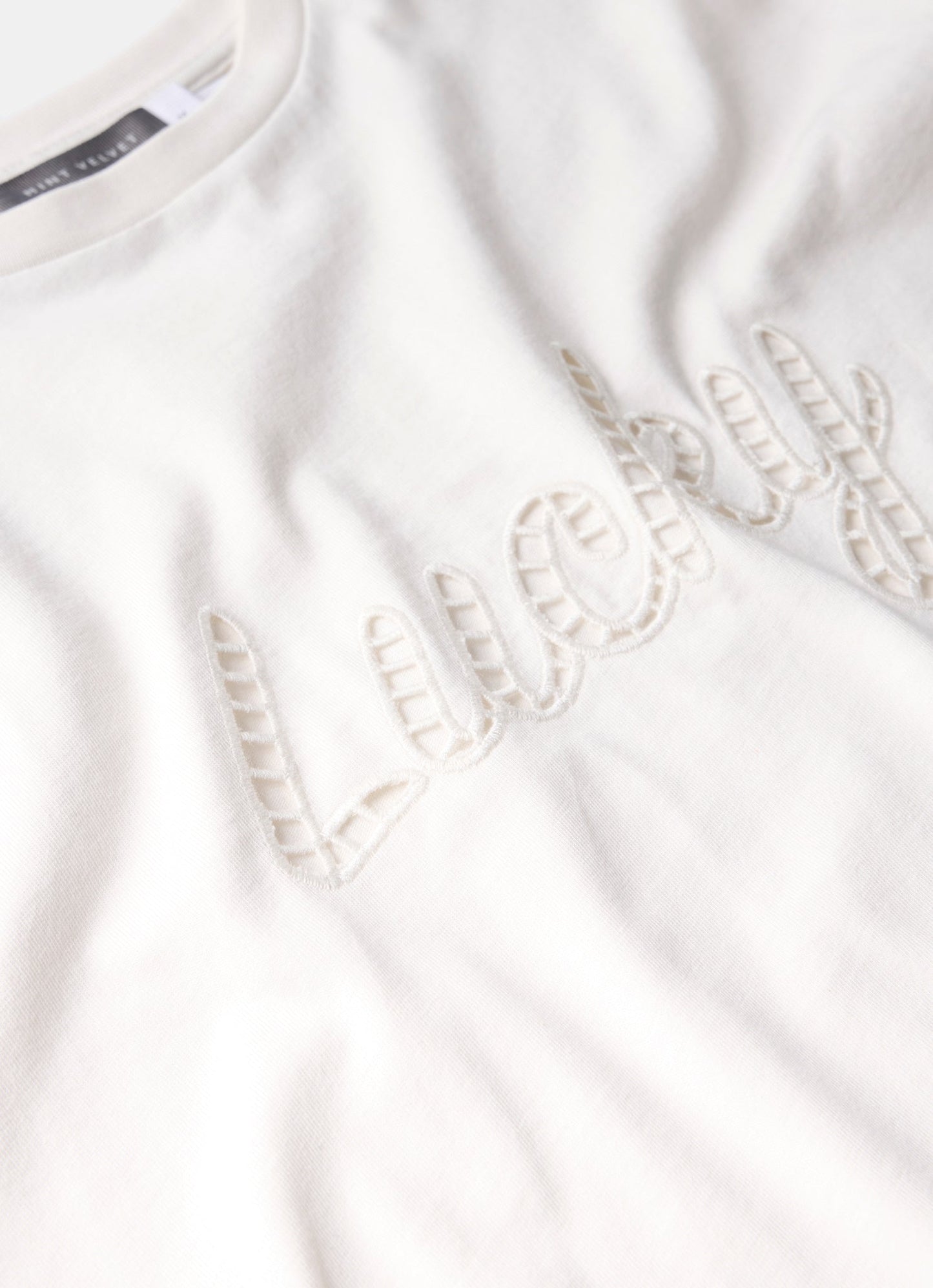 Cream Cotton Cut Out Lucky T-Shirt