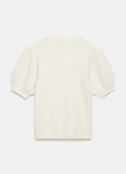 Cream Flower Knit Top