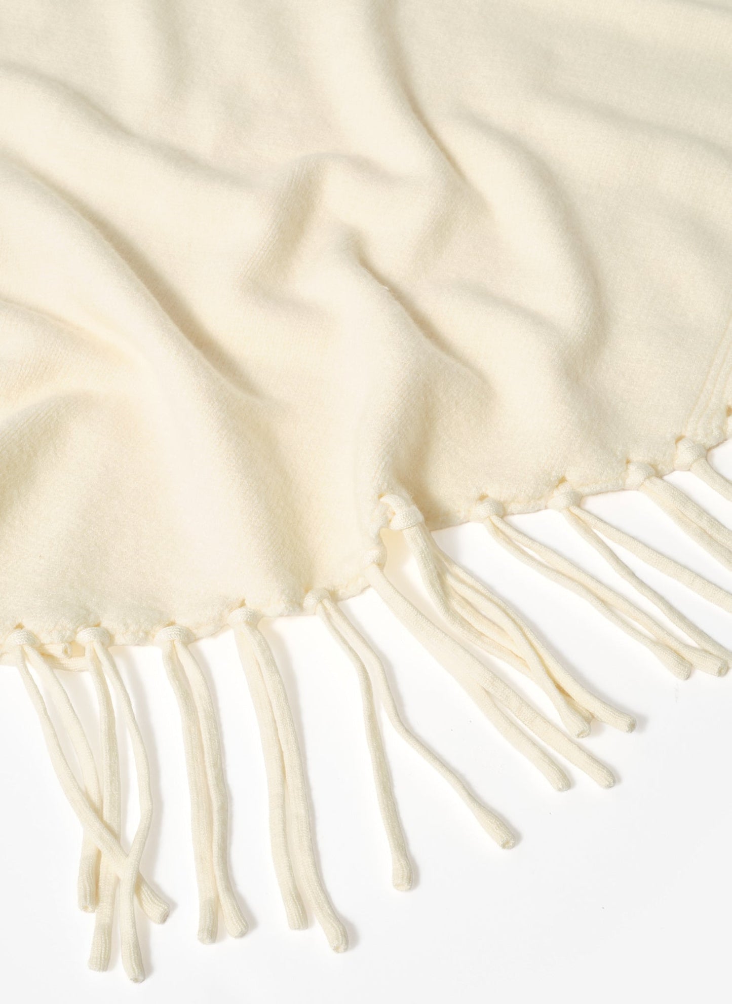 Cream Fringed Triangle Shawl
