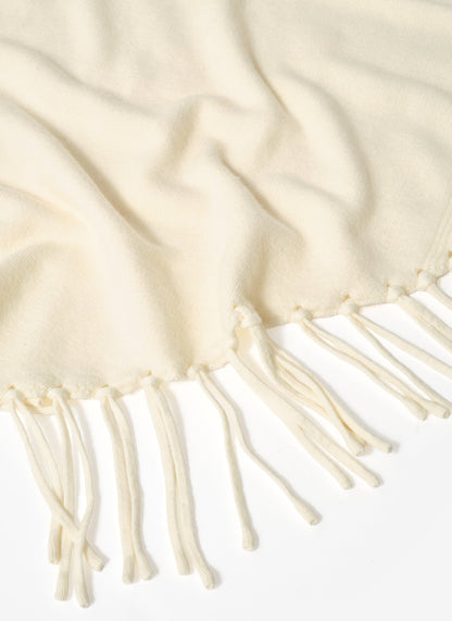 Cream Fringed Triangle Shawl