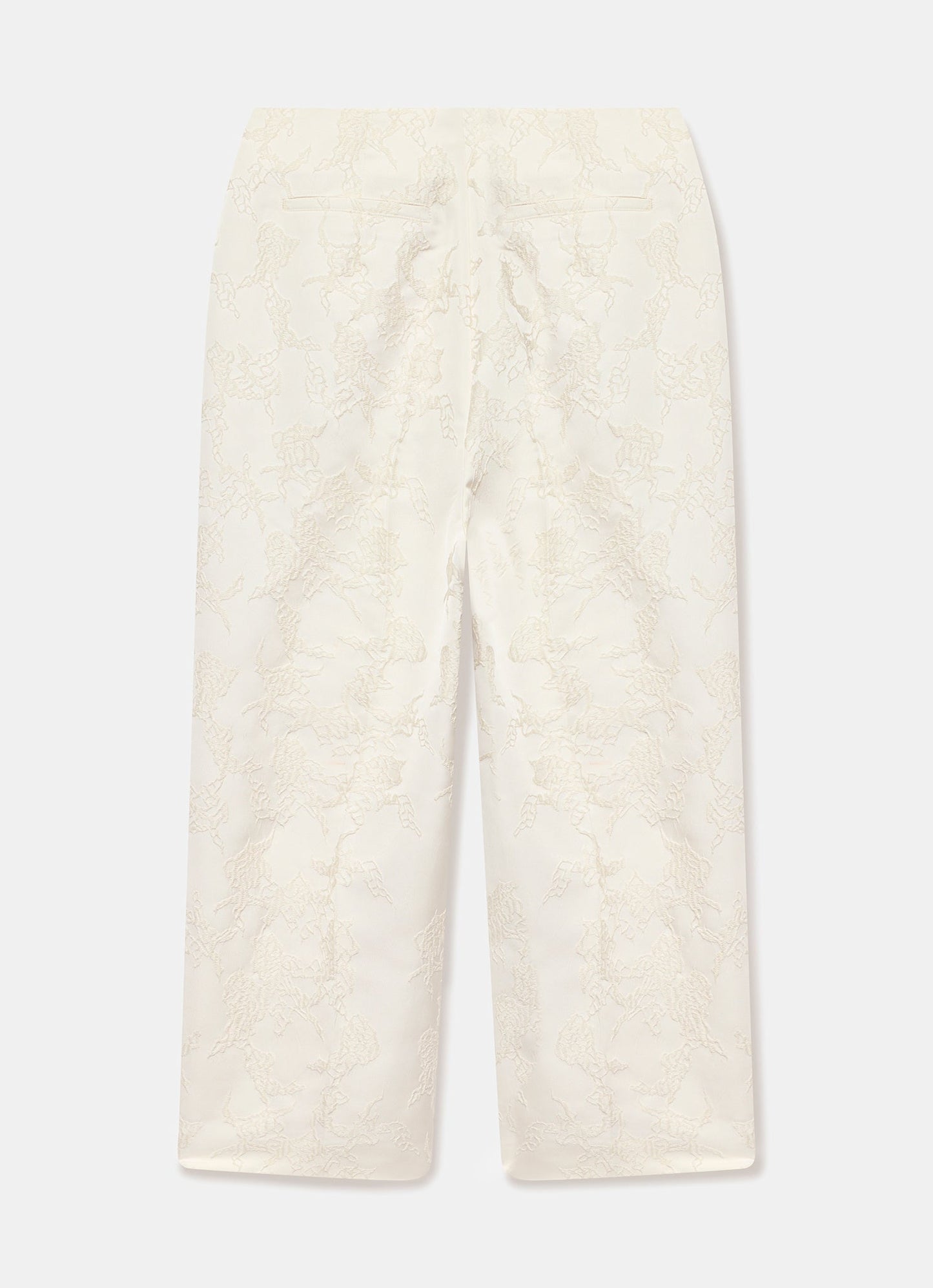 Cream Jacquard Slim Trousers