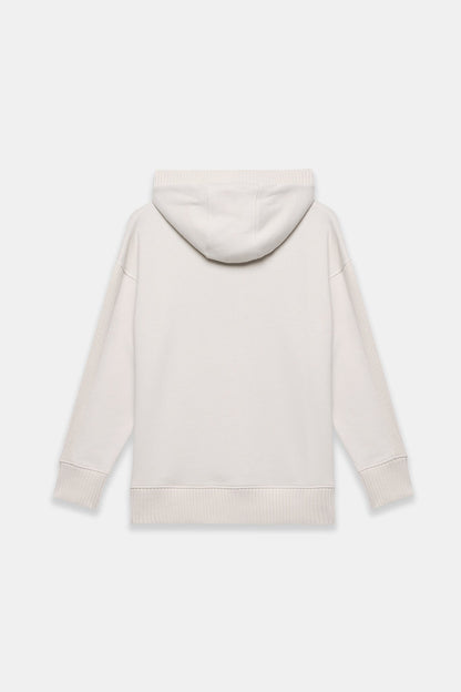 Cream Cotton Blend Hooded Sweatshirt