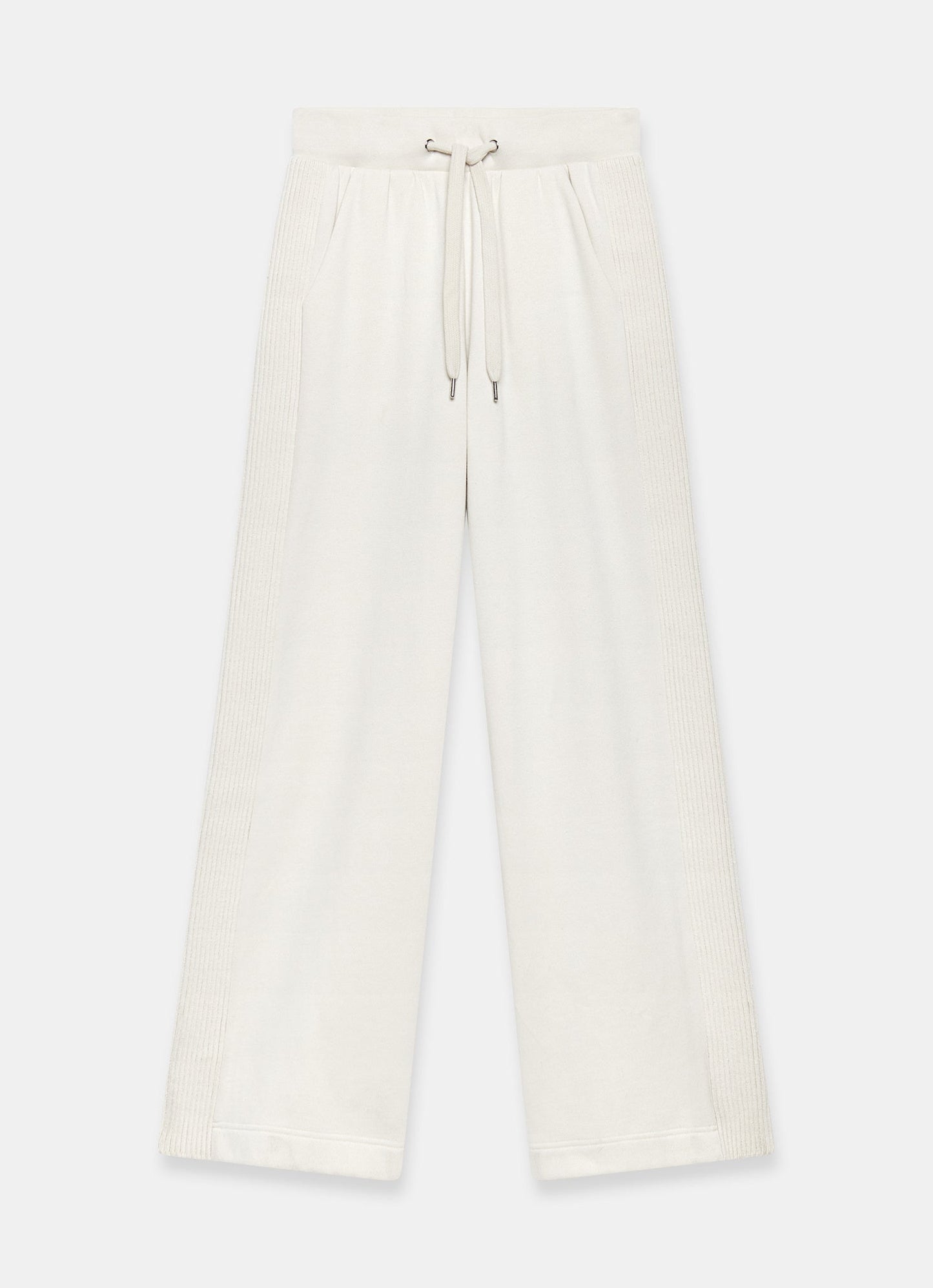 Cream Cotton Blend Wide Leg Joggers