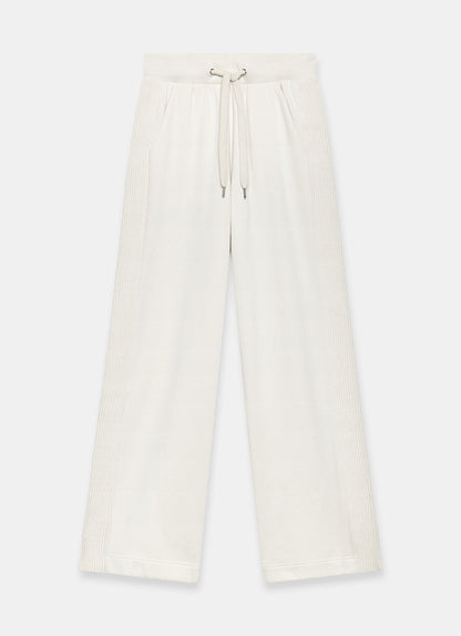 Cream Cotton Blend Wide Leg Joggers