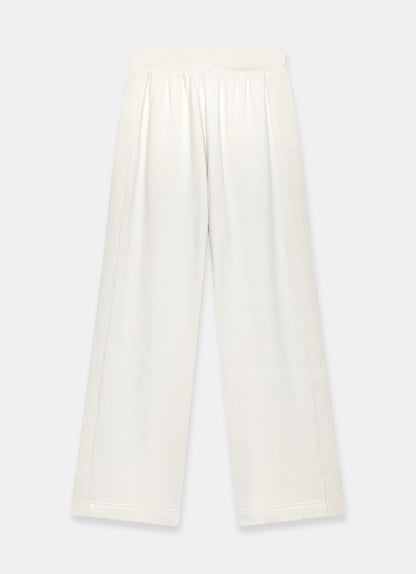 Cream Cotton Blend Wide Leg Joggers