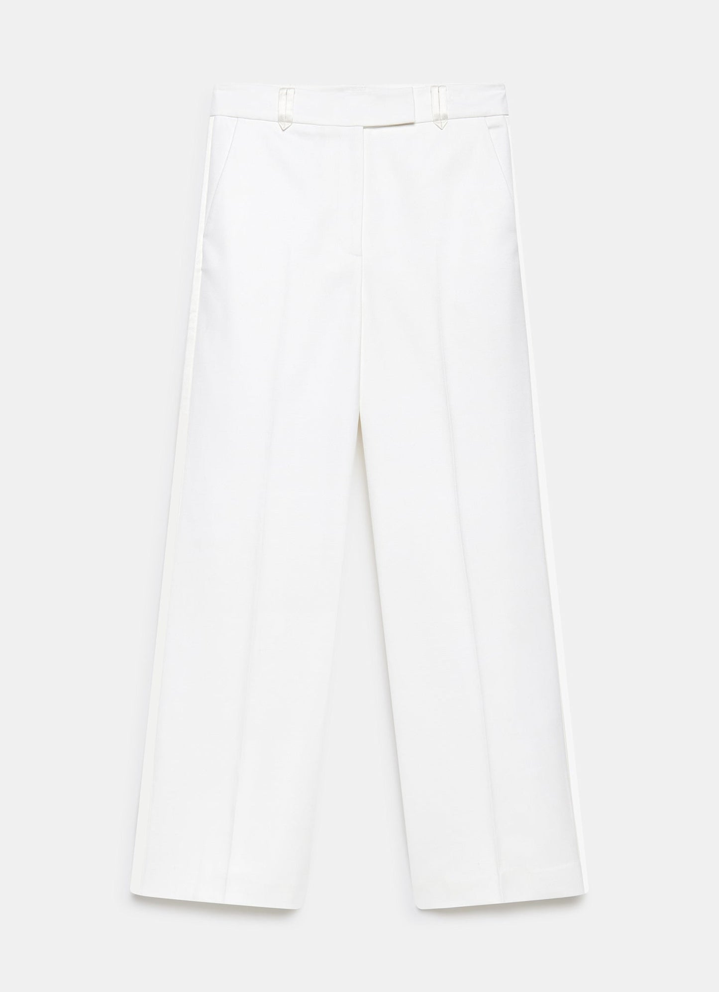 White Satin Stripe Wide Trousers