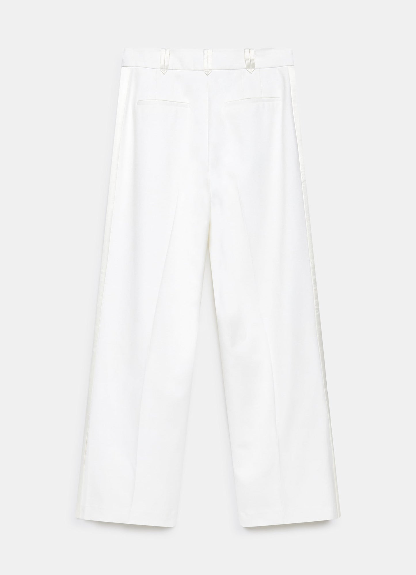 White Satin Stripe Wide Trousers