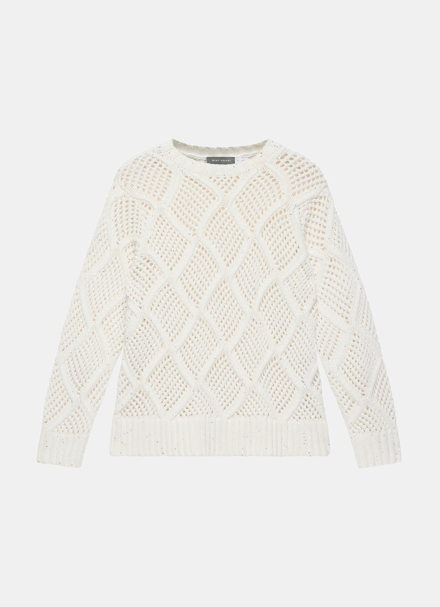 Cream Sequin Open Stitch Jumper