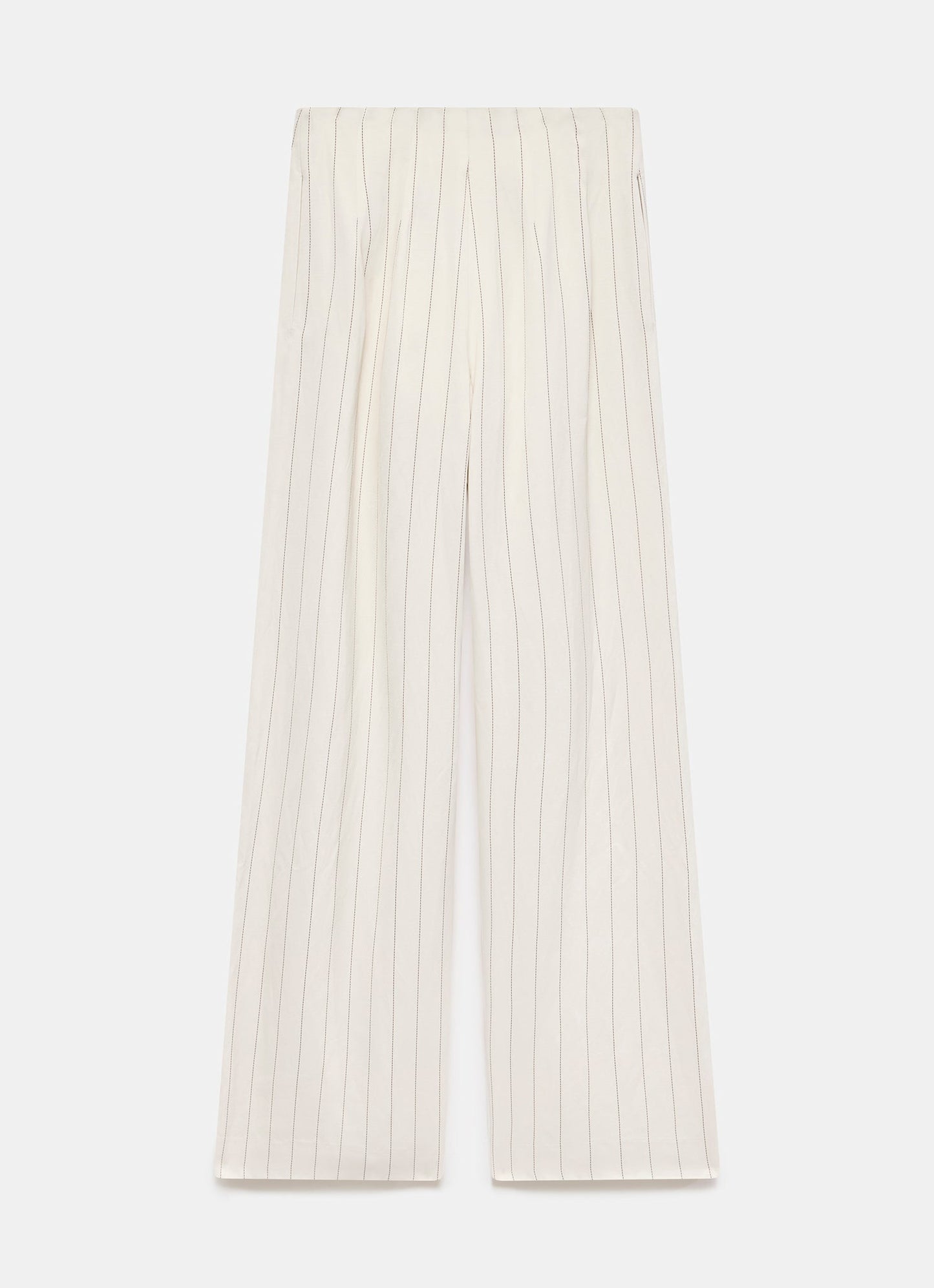 Cream Pinstripe Wide Leg Trousers